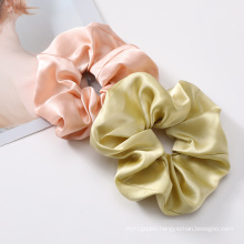 High quality custom pink big silk scrunchies oversized hair satin scrunchies